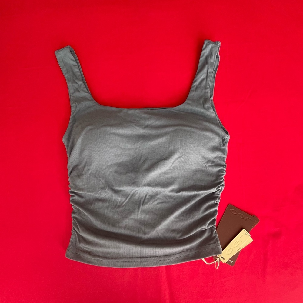 Square Neckline Ruched Sides Tank Top size XS